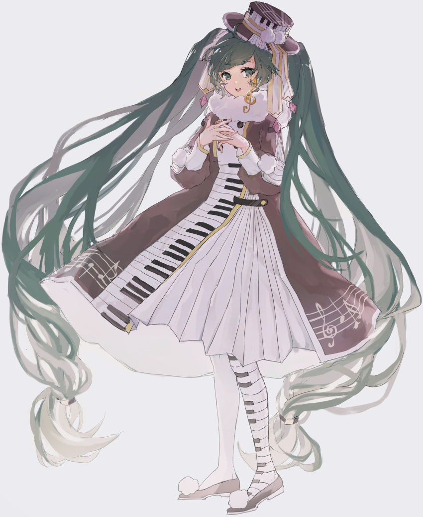 1girl, absurdres, alternate_costume, beamed_eighth_notes, beamed_sixteenth_notes, brown_dress, commentary, dress