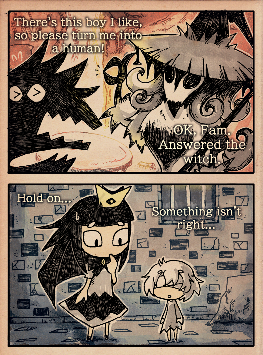 1boy, 2girls, bandages, black_dress, black_hair, blind_prince, bow, commentary