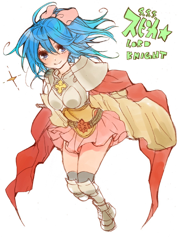 1girl, armor, belt, belt_buckle, blue_eyes, blue_hair, bow, breastplate