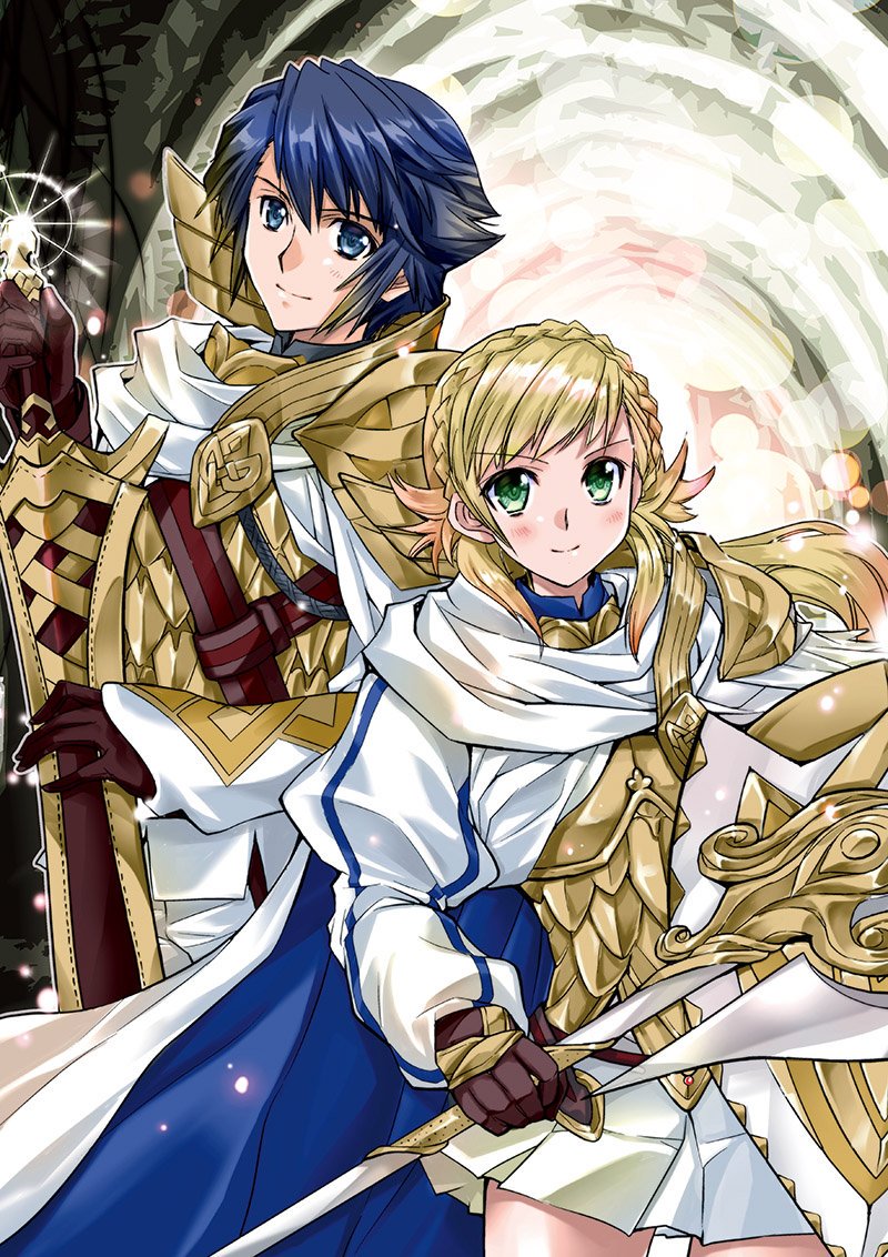 1boy, 1girl, anna_(fire_emblem), blonde_hair, blue_eyes, blue_hair, brother_and_sister, cape