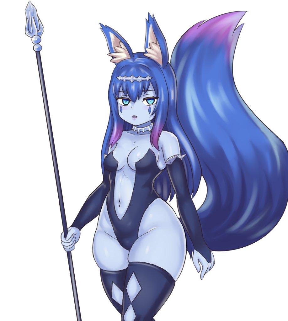 1girl, animal_ear_fluff, animal_ears, bangs, bare_shoulders, blue_eyes, blue_gloves, blue_hair
