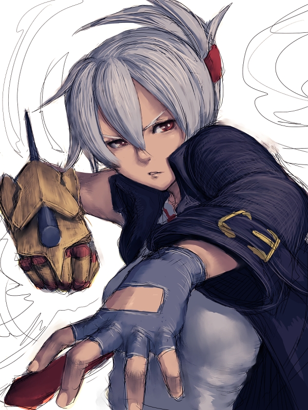 arcana_heart_2, fingerless_gloves, gloves, humio, pile_bunker, pilebunker, red_eyes, short_hair