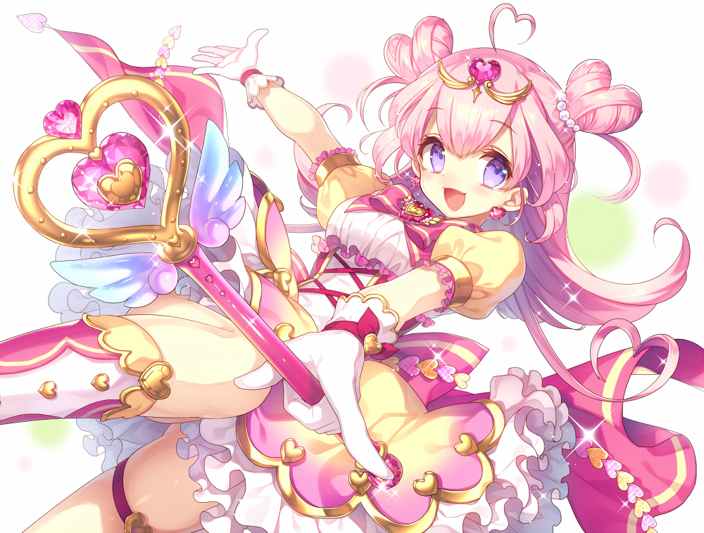 1girl, :d, ahoge, ass_visible_through_thighs, back_bow, blush, boots, bow