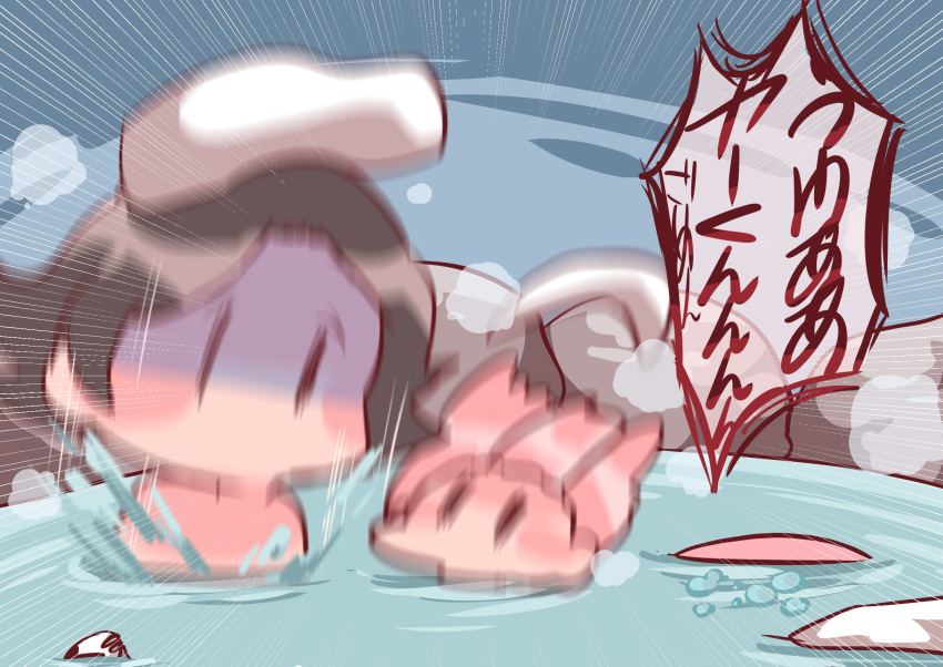 adeleine, akiaki_popee, black_hair, blush_stickers, bubble, comedy, halberd_(airship), highres