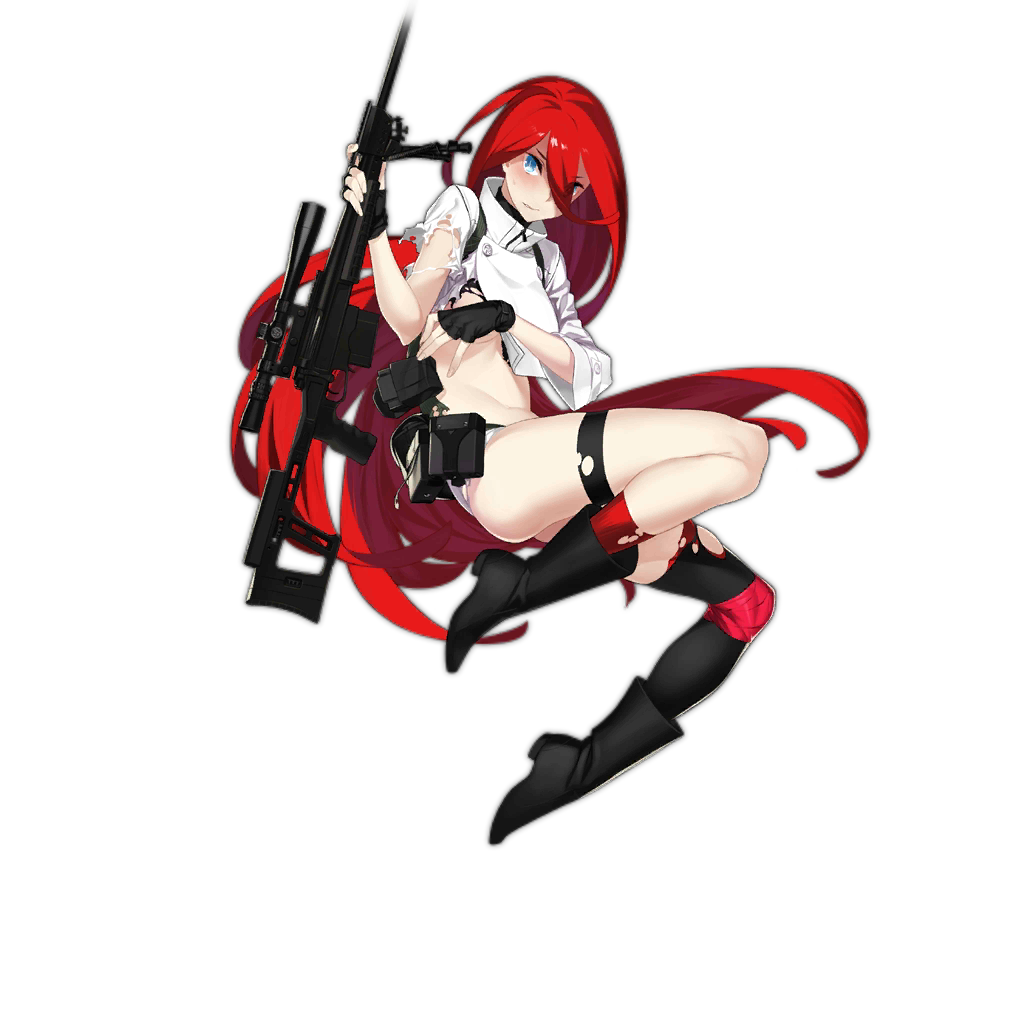 1girl, 92m, ass, bipod, black_footwear, black_gloves, black_legwear, blue_eyes