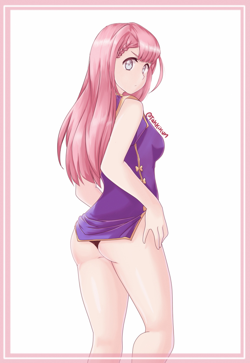 absurdres, artist_name, ass, bangs, black_panties, blue_eyes, bokutachi_wa_benkyou_ga_dekinai, braid