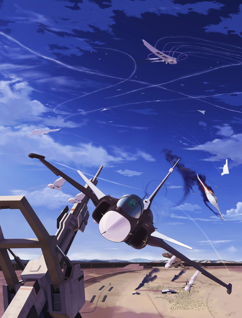 absurdres, ace_combat, ace_combat_7, aerial_battle, aircraft, airplane, arsenal_bird, battle