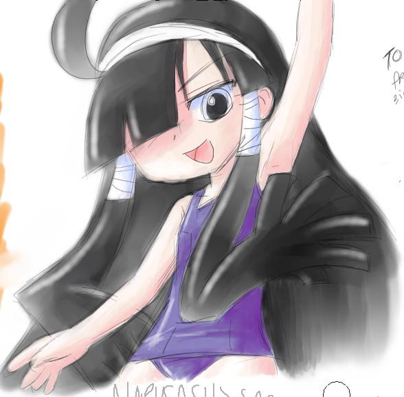 long_hair, lucu, lucu_lucu, lucuha, one-piece_swimsuit, prehensile_hair, school_swimsuit, swimsuit