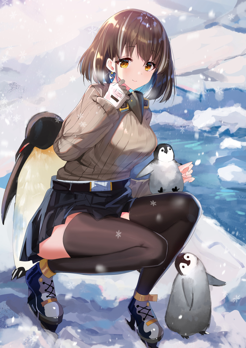 1girl, absurdres, animal, arknights, belt, belt_buckle, bird, black_belt