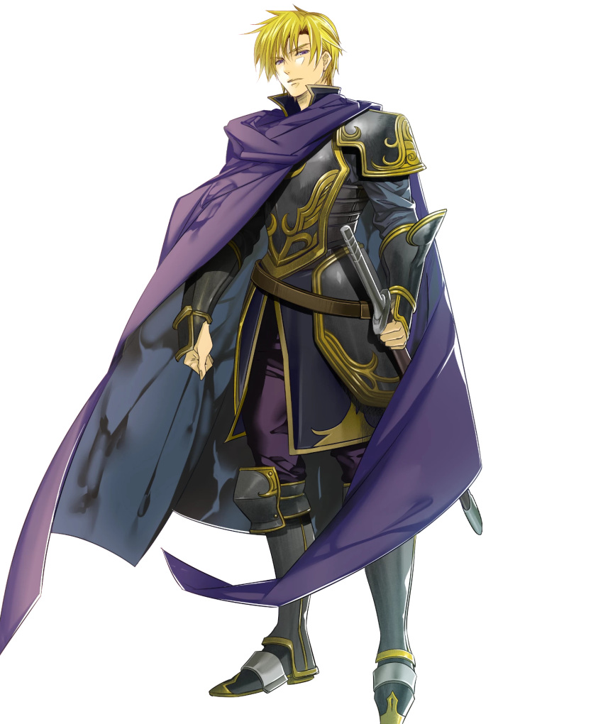 1boy, armor, armored_boots, belt, blonde_hair, boots, cape, fire_emblem