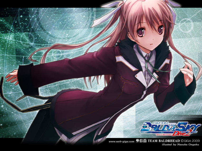 baldr_sky, brown_hair, long_hair, minazuki_sora, ongaku_nasuka, red_eyes