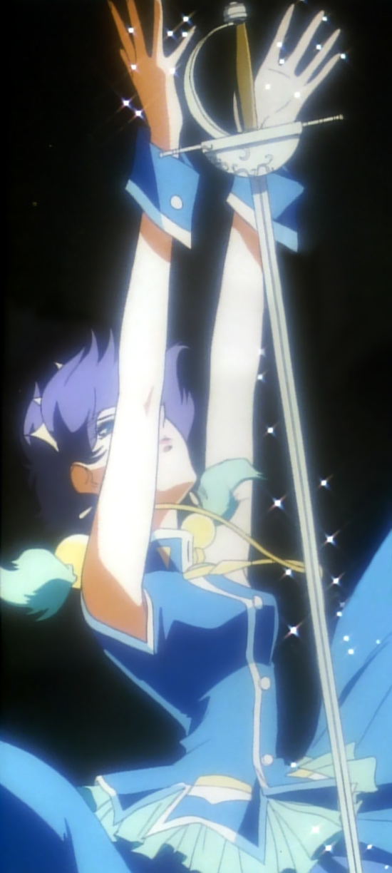 blue_hair, highres, kaoru_kozue, revolutionary_girl_utena, shoujo_kakumei_utena, sword, weapon