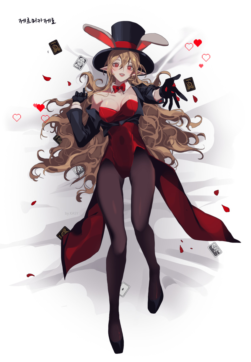 1girl, absurdres, black_legwear, blonde_hair, blush, breasts, card, dungeon_and_fighter