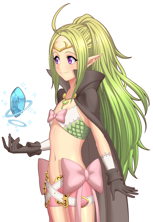 1girl, adult, ahoge, bangs, belt, black_gloves, circlet, cloak