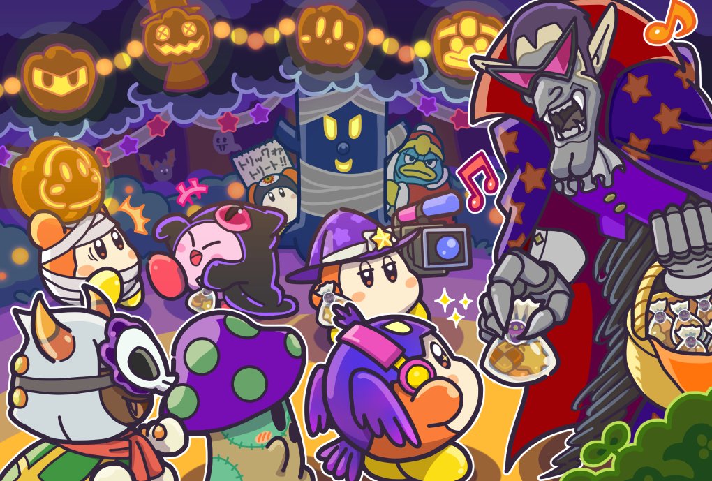 3boys, basket, candy, cappy_(kirby), channel_ppp, cosplay, dark_nebula, dark_nebula_(cosplay)