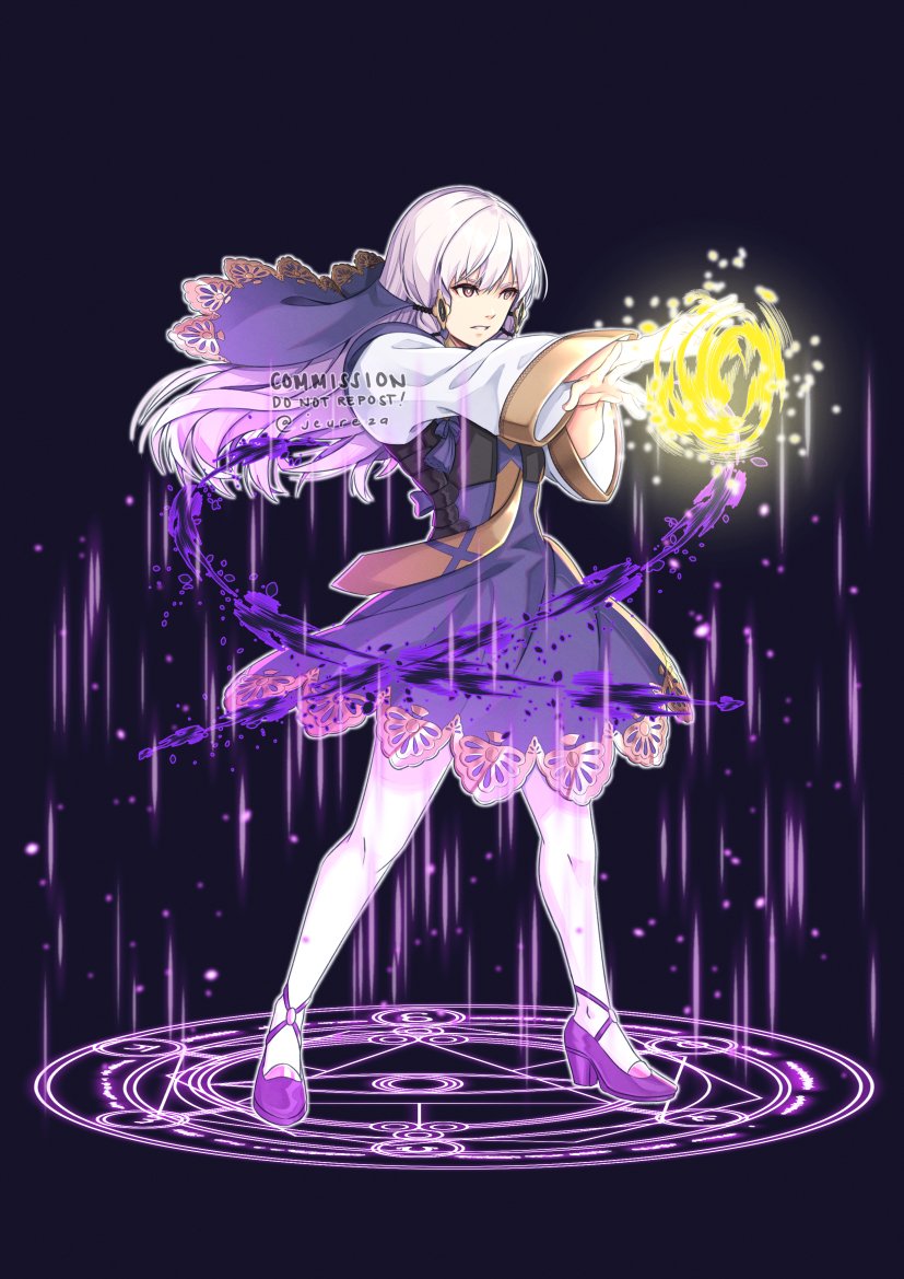 1girl, aequorine, commission, dress, fire_emblem, fire_emblem:_three_houses, full_body, hair_ornament