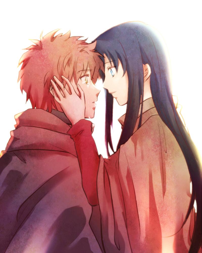 black_hair, blue_eyes, emiya_shirou, fate/stay_night, fate_(series), hand_on_own_face, redhead, takiji_(micco)