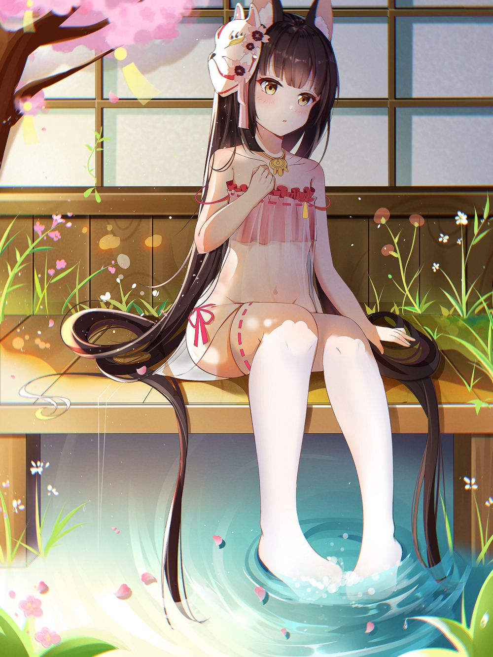 1136002526, 1girl, animal_ear_fluff, animal_ears, azur_lane, bangs, black_hair, blunt_bangs