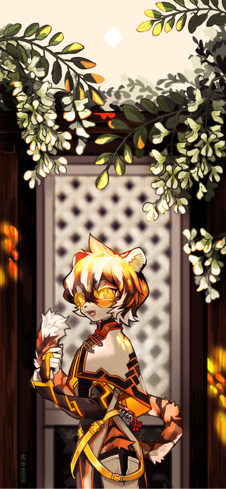 1girl, androgynous, animal_ears, arknights, artist_name, belt, black_hair, black_legwear