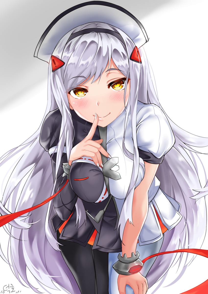 1girl, absurdres, bangs, bent_over, black_legwear, black_lilith_(last_origin), blush, breasts