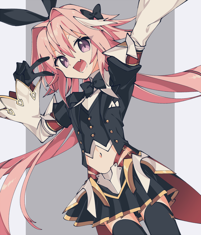 1boy, angellyuna, arm_up, astolfo_(fate), astolfo_(saber)_(fate), bangs, black_bow, black_ribbon