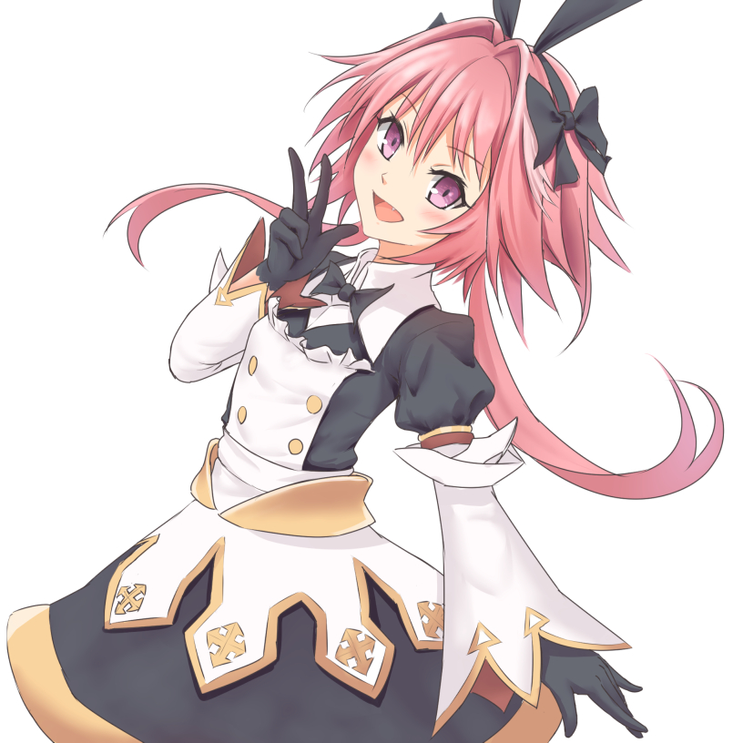 1boy, astolfo_(fate), astolfo_(saber)_(fate), bangs, black_bow, black_gloves, black_ribbon, bow