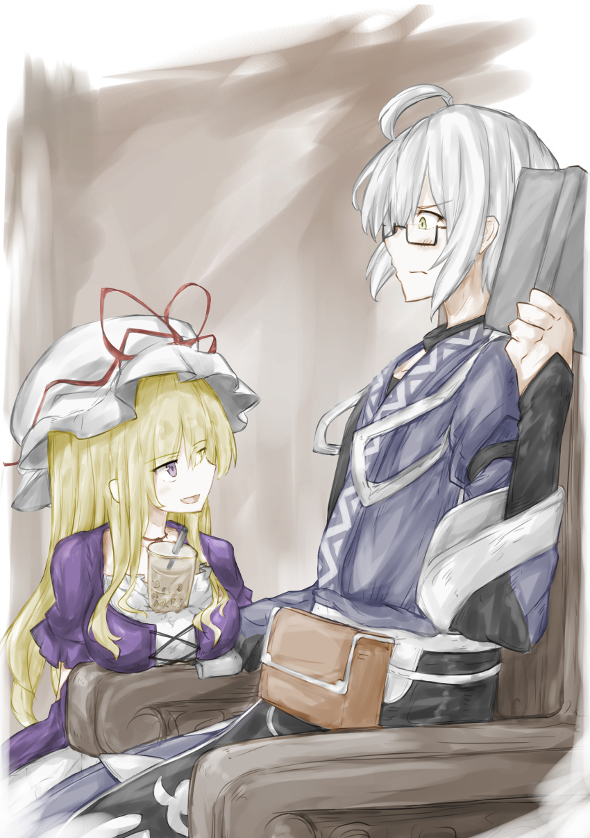 1boy, 1girl, :d, absurdres, ahoge, belt_pouch, black_gloves, blonde_hair