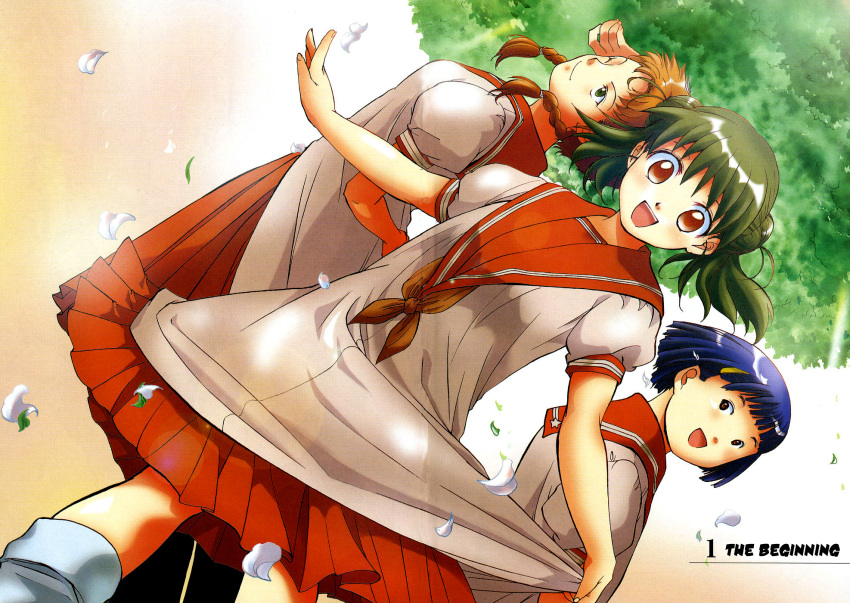 blue_hair, brown_eyes, green_eyes, green_hair, highres, higurashi_no_naku_koro_ni, kimiyoshi_natsumi, kito_en