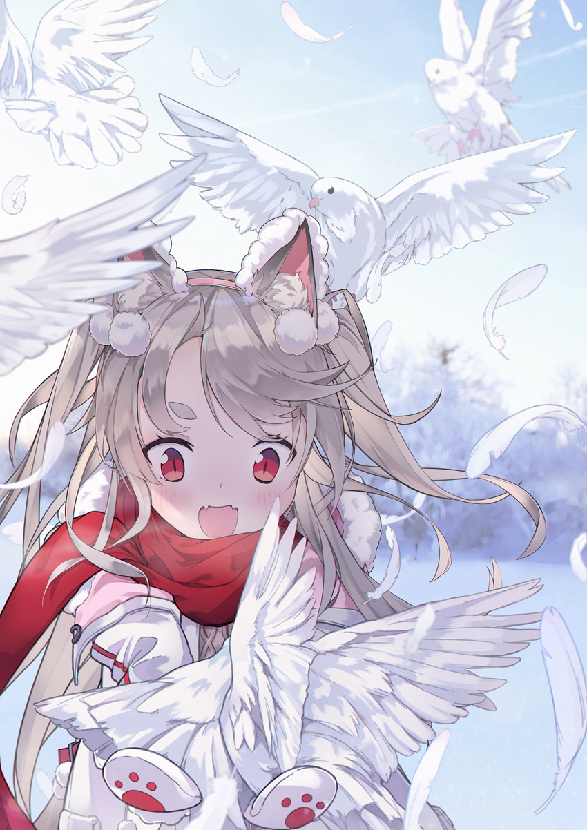 1girl, abae, animal_ear_fluff, animal_ears, azur_lane, bangs, bird, blush
