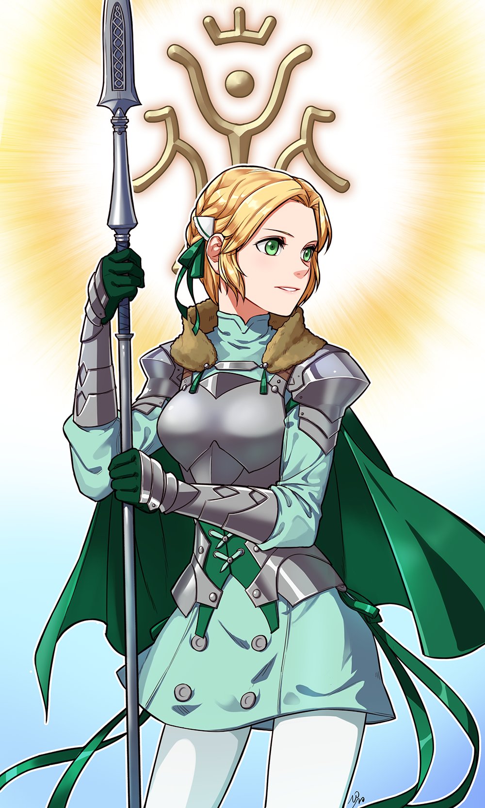 1girl, armor, blonde_hair, cape, drawingddoom, fire_emblem, fire_emblem:_three_houses, gloves