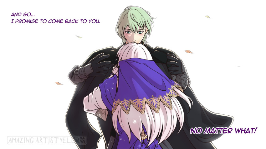 1boy, 1girl, amazingartistyellow, artist_name, black_gloves, byleth_(fire_emblem), byleth_eisner_(male), commission