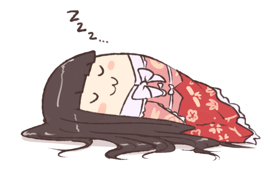 1girl, :3, bangs, bkub_(style), black_hair, blunt_bangs, blush_stickers, bow