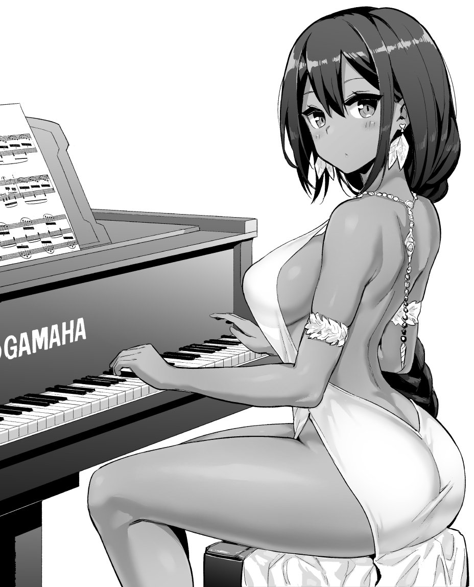 1girl, armlet, azur_lane, backless_dress, backless_outfit, braid, breasts, dark_skin