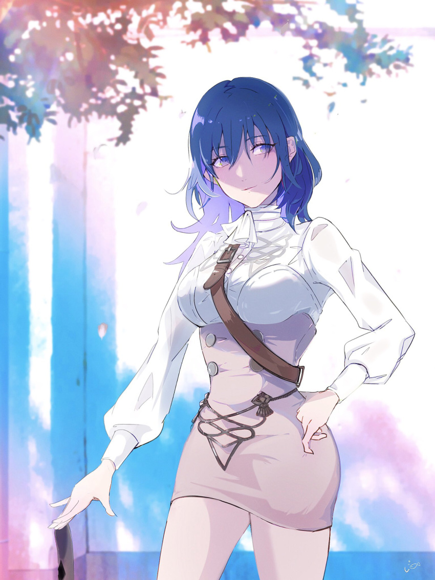 1girl, blue_eyes, blue_hair, byleth_(fire_emblem), byleth_eisner_(female), bynomeans, closed_mouth, fire_emblem