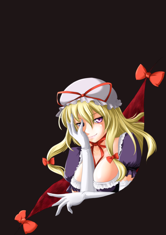 1girl, bow, breasts, cleavage, elbow_gloves, gap, gloves, hat