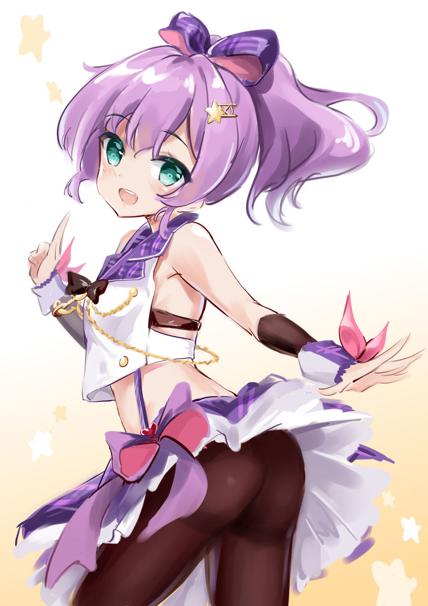 1girl, absurdres, ass, azur_lane, black_legwear, bow, cannian_dada, detached_sleeves