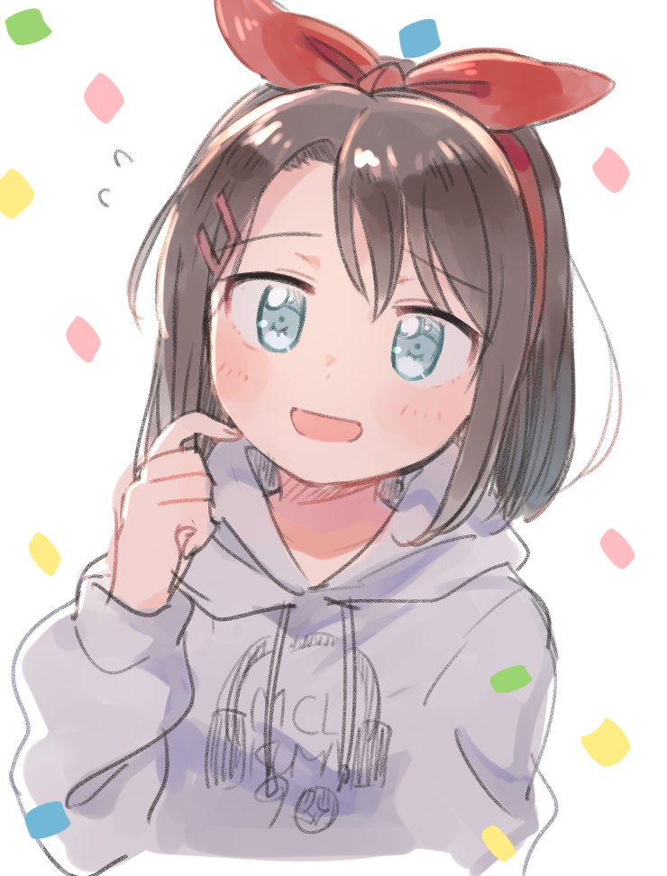1girl, bang_dream!, bangs, bd_ayknn, black_hair, blue_eyes, bushiroad, confetti