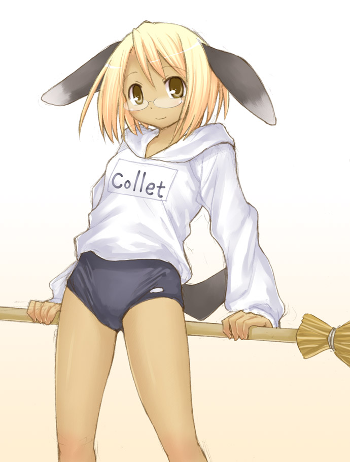 broom, broom_riding, buruma, collet_falandoll, glasses, gym_uniform, kasuga_yukihito, mahou_sensei_negima
