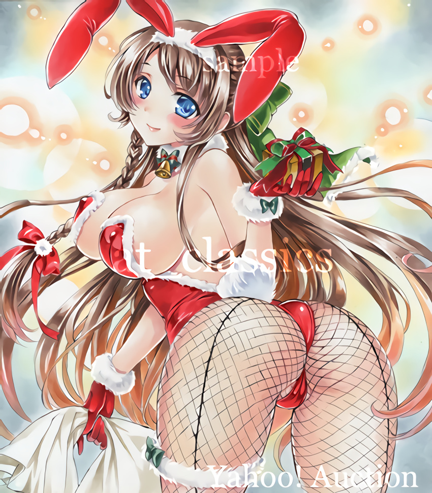 absurdres, ass, at_classics, breasts, brown_hair, bunnysuit, highres, huge_ass