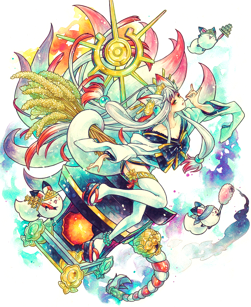 1girl, animal_ear_fluff, animal_ears, graphite_(medium), hair_ornament, japanese_clothes, kimono, long_hair