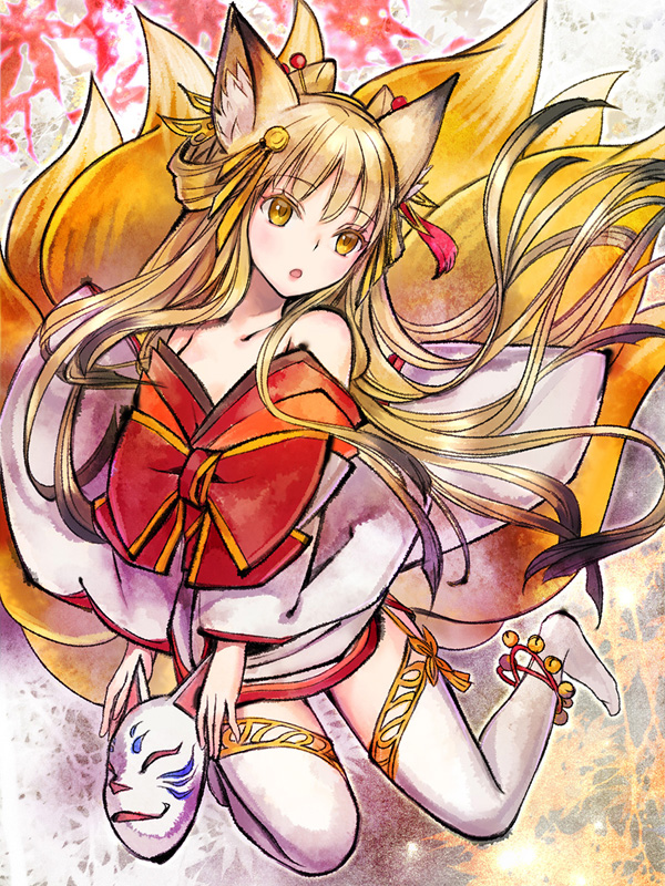 1girl, animal_ear_fluff, animal_ears, blush, breasts, elico_nya, hair_ornament, japanese_clothes, kimono, long_hair, nyanko_daisensou, very_long_hair