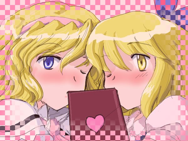 <3, alice_margatroid, alice_margatroid_(pc-98), blonde_hair, blush, child, flx, heart, ribbon, ribbons, short_hair, time_paradox, touhou, touhou_(pc-98)