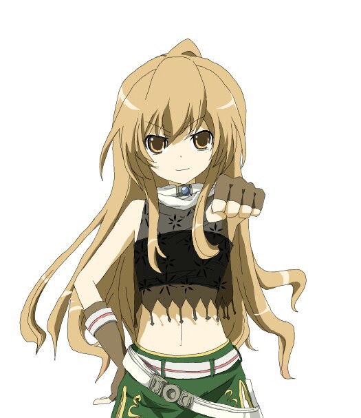 1girl, aisaka_taiga, ascii_media_works, badass, bra, brown_eyes, cute, flat_chest