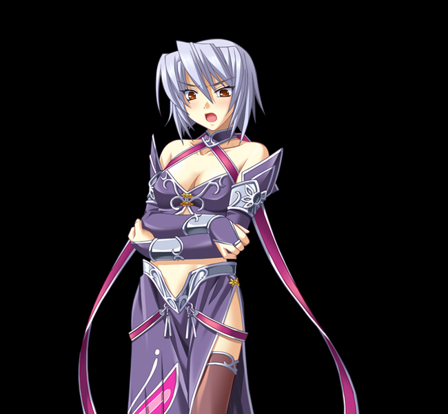 blue_hair, breasts, cleavage, game_cg, houou_senki_maimu, kayuu, koihime_musou, midriff