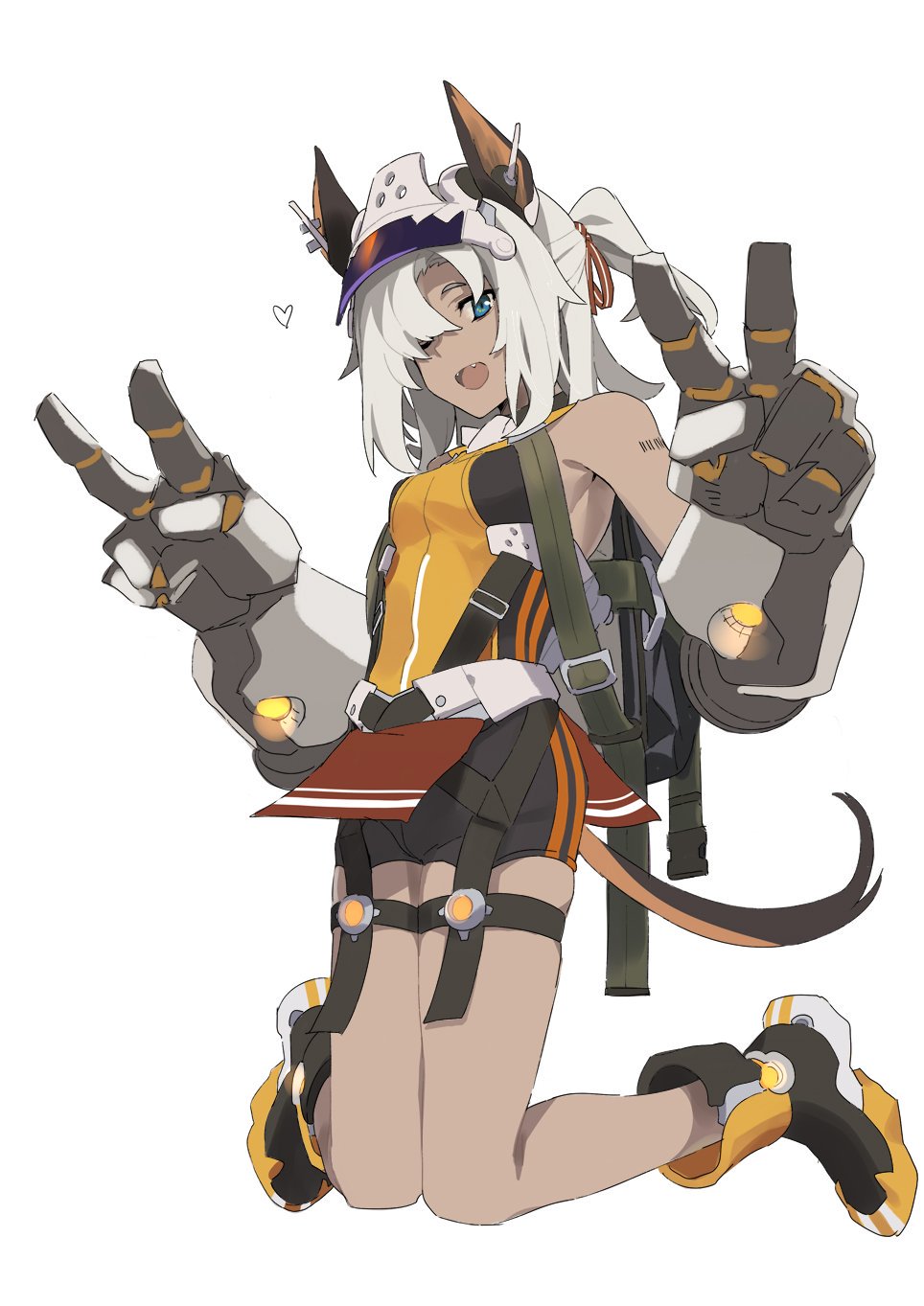 1girl, animal_ears, barcode_tattoo, blue_eyes, boots, character_request, commentary_request, copyright_request