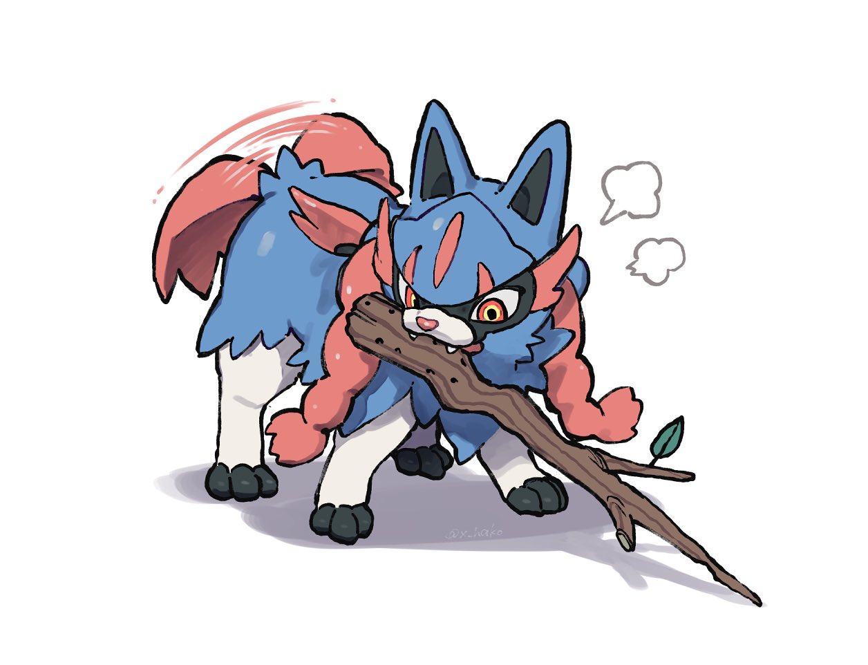 afterimage, breath, commentary_request, fangs, full_body, gen_8_pokemon, legendary_pokemon, motion_lines