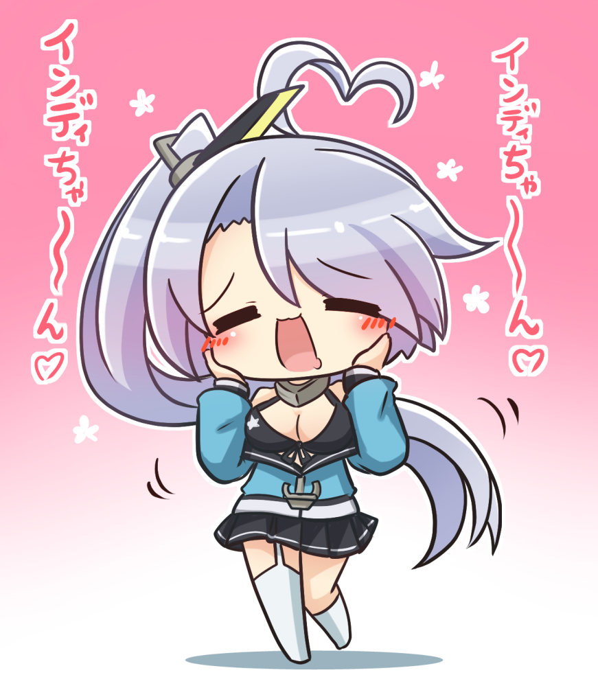 1girl, :3, =_=, ahoge, anchor, asimo953, asymmetrical_bangs, azur_lane