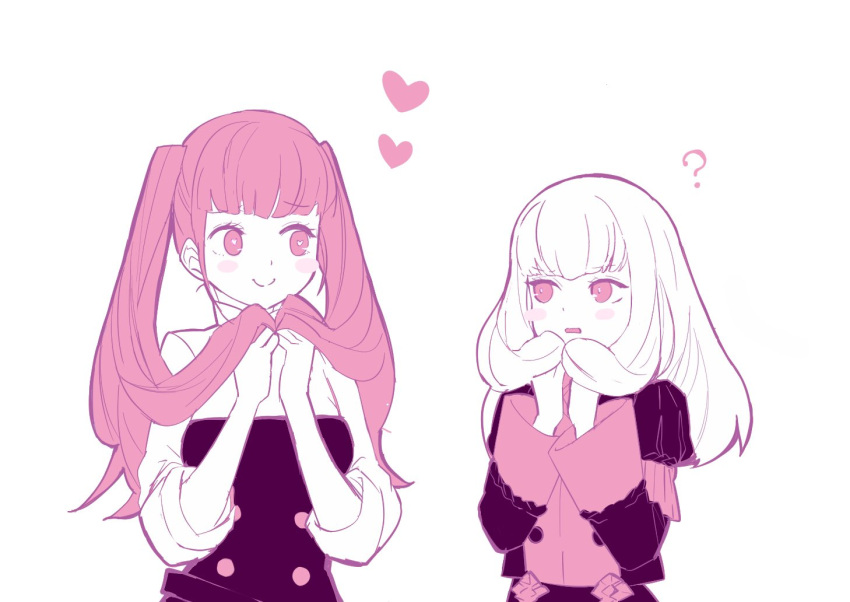 2girls, blush_stickers, closed_mouth, fire_emblem, fire_emblem:_three_houses, garreg_mach_monastery_uniform, heart, heart-shaped_pupils