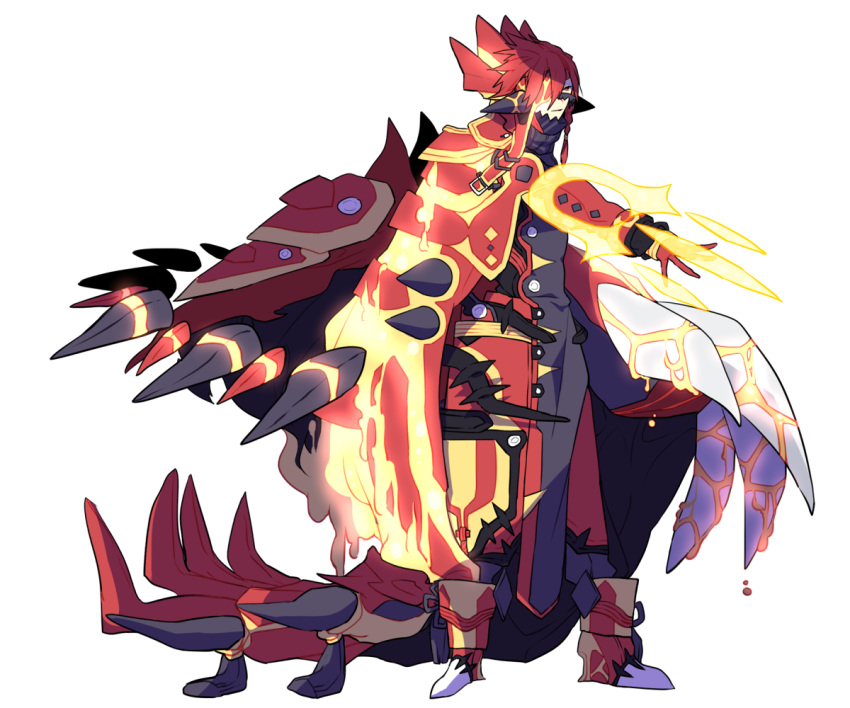 full_body, gloves, groudon, long_sleeves, looking_at_viewer, personification, pokemon, red_gloves