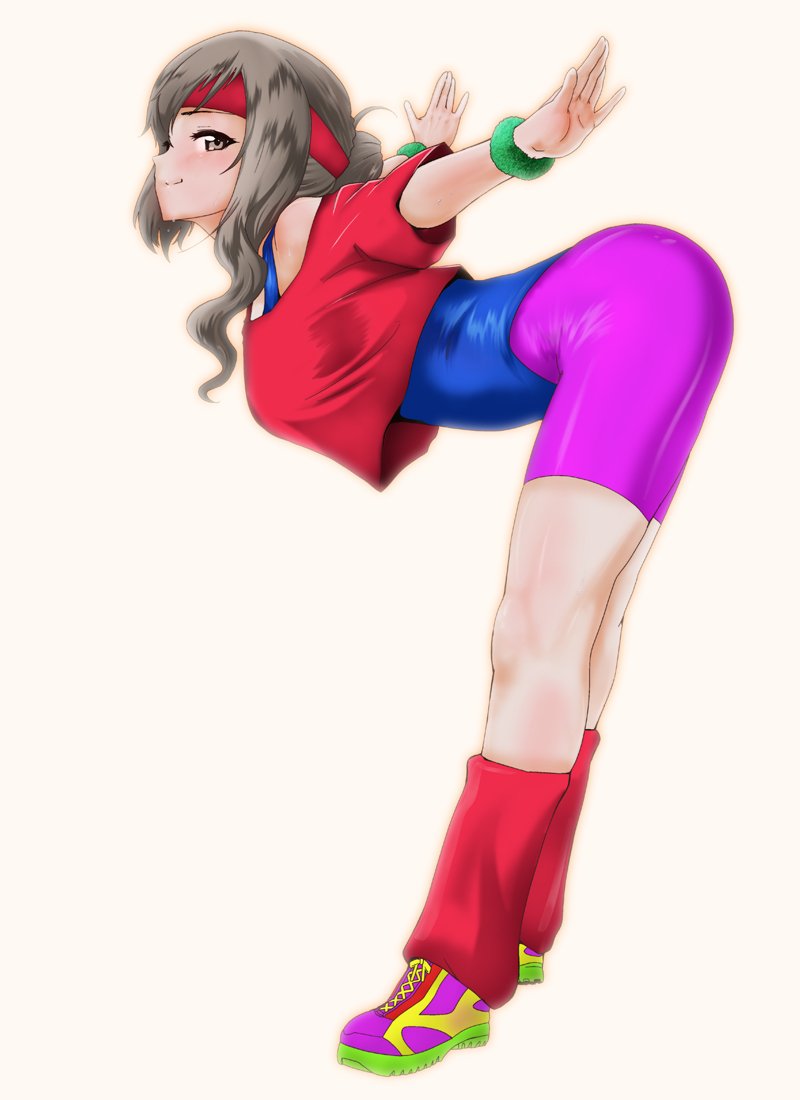 1girl, bangs, bent_over, closed_mouth, commentary, crop_top, cross-laced_footwear, from_side